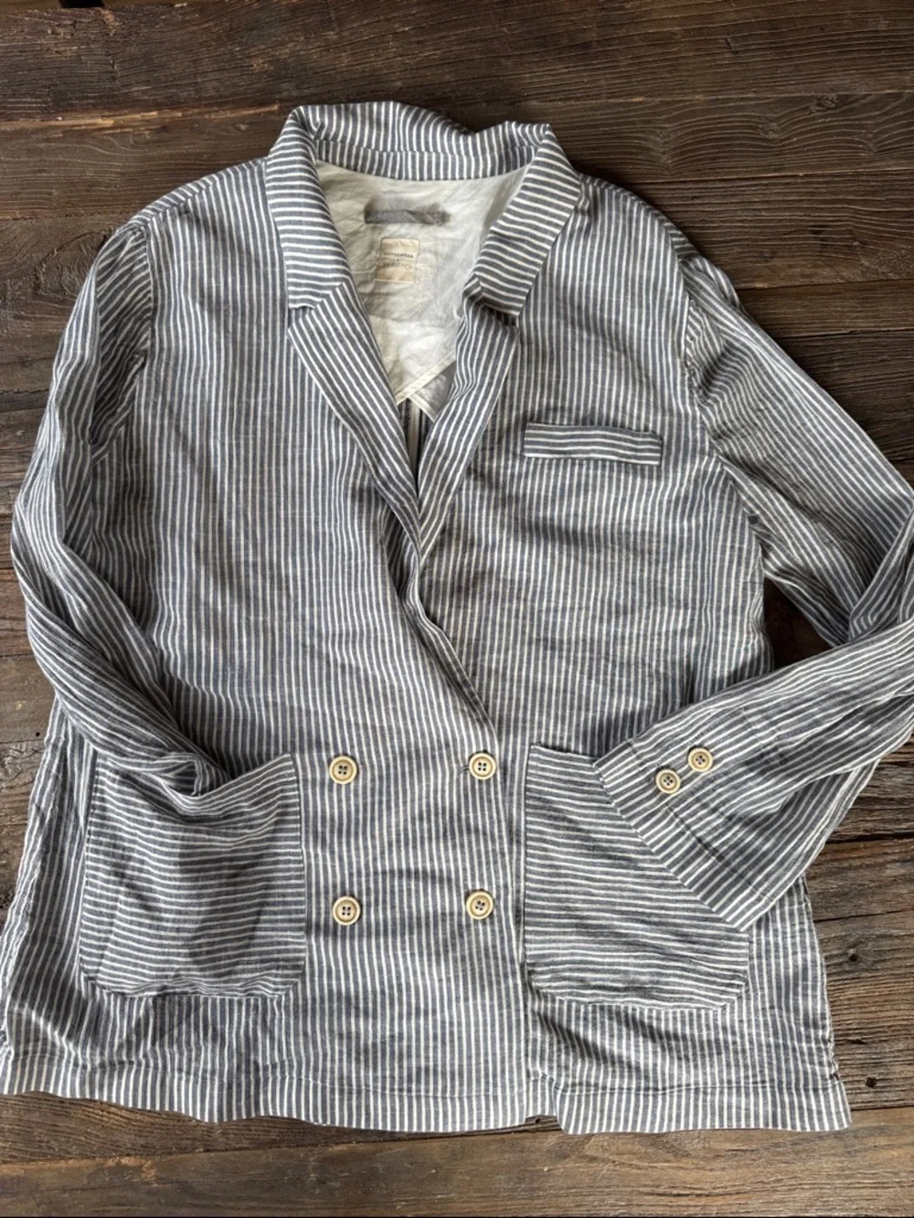 Outerwear Yargici relaxed fit blue white‎ striped double breasted summer blazer